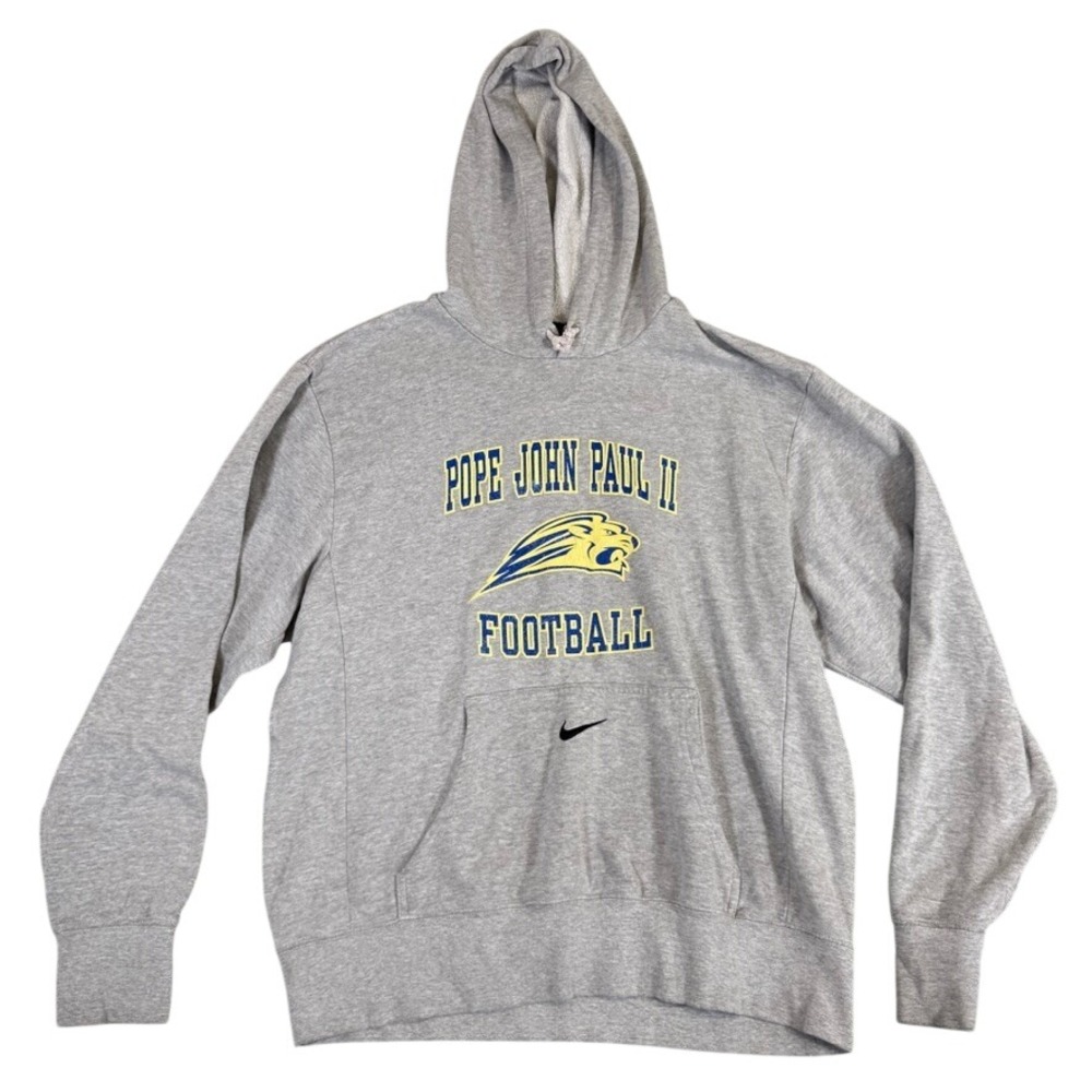 Nike Pope John Paul II Football Hoodie Gray Pullover Mens Large RN56323